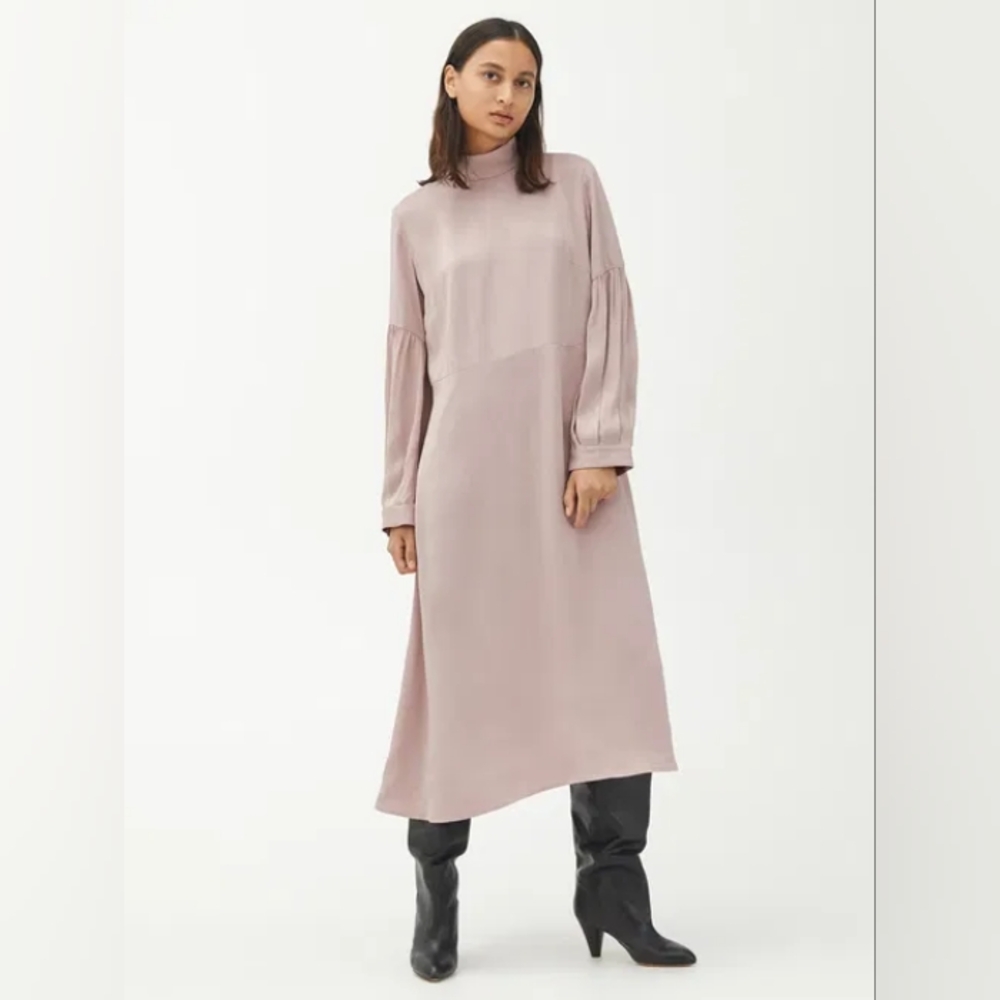 ARKET Blush Pink Flared Dress Viscose Satin 34 4 US